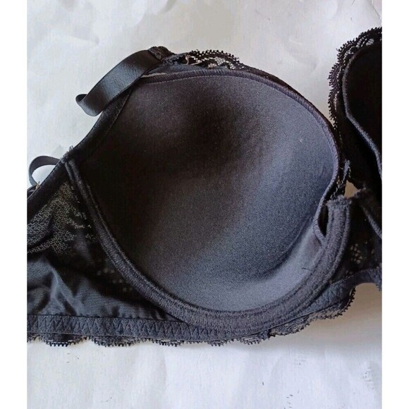 NATORI Lightly Lined Bra Size 32G Black Luxe Lace Contour Plunge Mesh 730023 - Picture 6 of 8